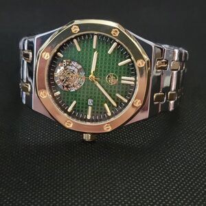 No-brand Men's Silver and Green Watch